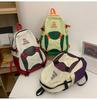 Simple Korean Style Lightweight Dual Shoulder Bag Casual Color Block Large Capacity Backpack For High School