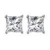 100 %Solid 925 Silver Needle Earrings For Women Wedding Jewelry High Quality Square Clear Crystal Zircon Stud Earrings
