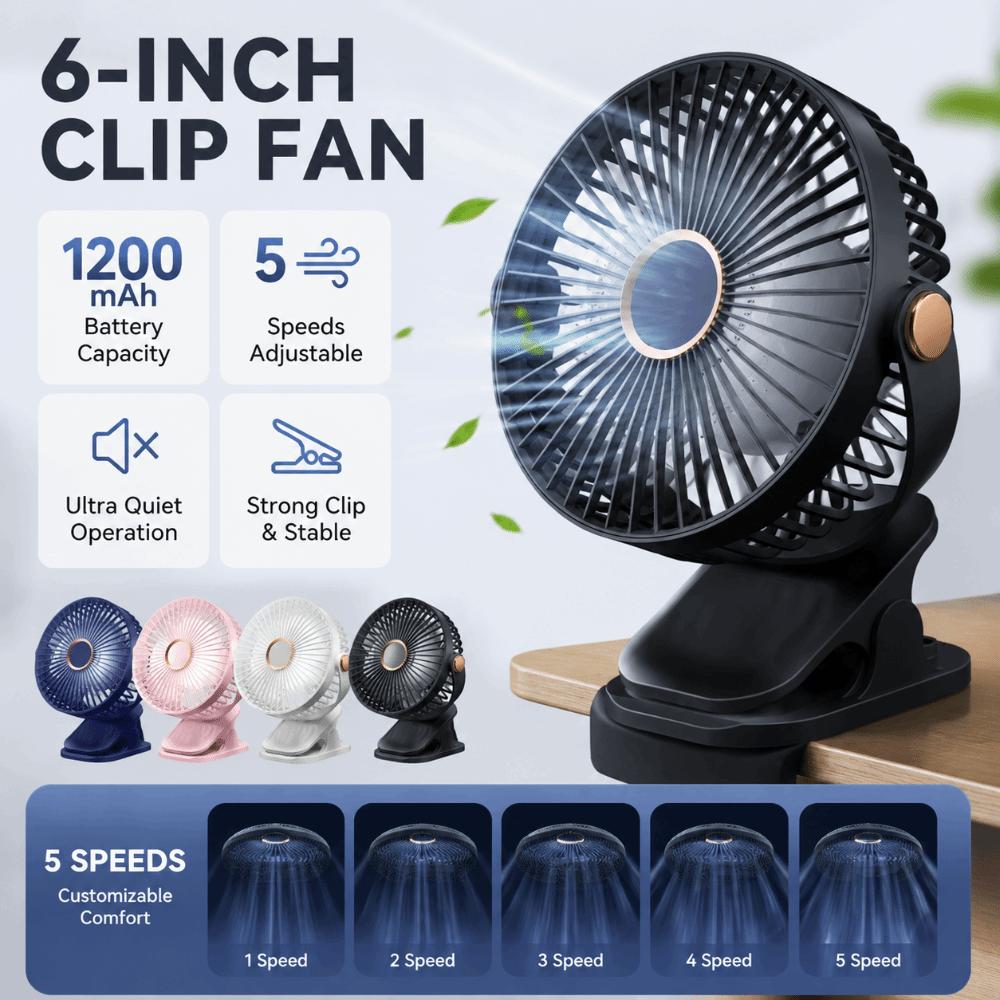 Clip/Stand/Hang Design Desktop Electric Fan 720° Rotation Cooling Fan Portable Clip-on Fan Home