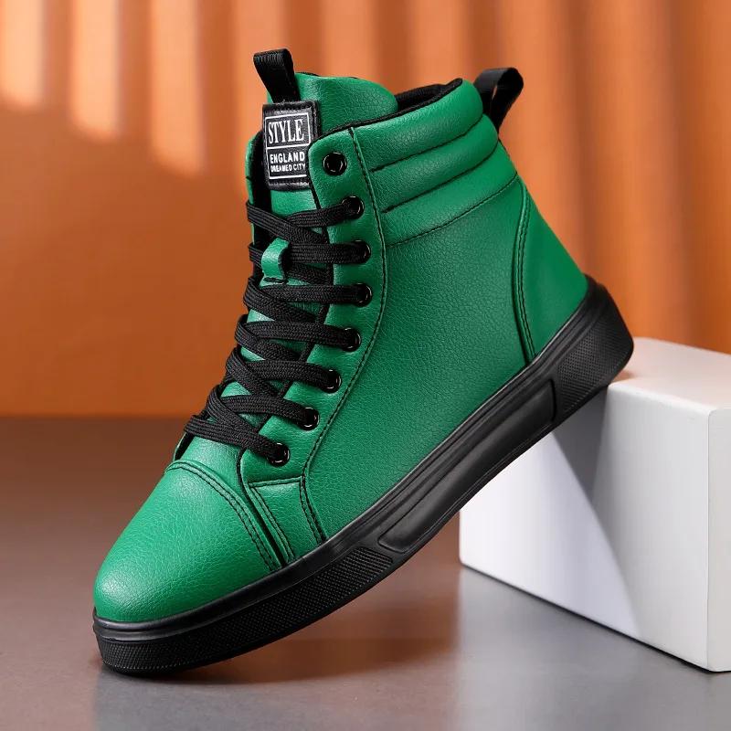 Весенняя мода 2025 года Красные мужские кроссовки Высокие кеды для скейтбординга для мужчин и женщин Удобные кожаные кроссовки унисекс Размер 35-46