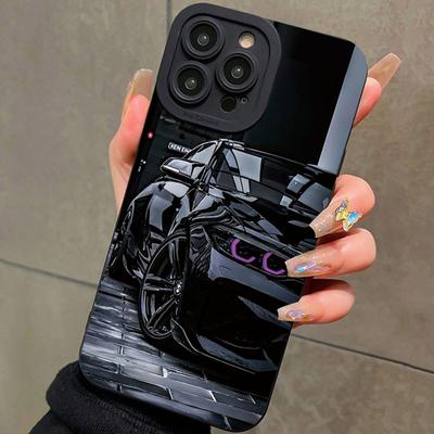 Для iPhone 17 16 15 14 13 12 11 Pro Max Чехол Черный С принтом спортивного автомобиля Для iPhone 17 Air 16E XS Max XR X 7 8 Plus Мягкие Fundas
