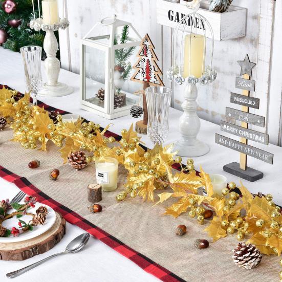 Рождественский блестящий лист-трость, праздничный имитационный дизайн, кулон, декоративный, экологически чистый, золотой, серебряный, декор из ротанга