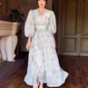 2024 Осень Европейский и американский женский нежный стиль принт облегающее по талии стройнящее платье