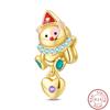 Cute 925 Silver Circus Dress Flowers Plush Bachelor's Hat Bear Charms Beads 3mm DIY Jewelry