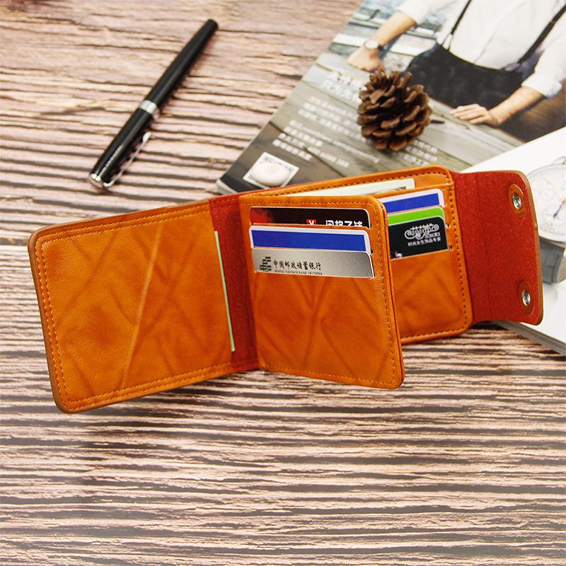 Men's Wallet Short Multi-functional Fashion Leisure Double Press Button Wallet