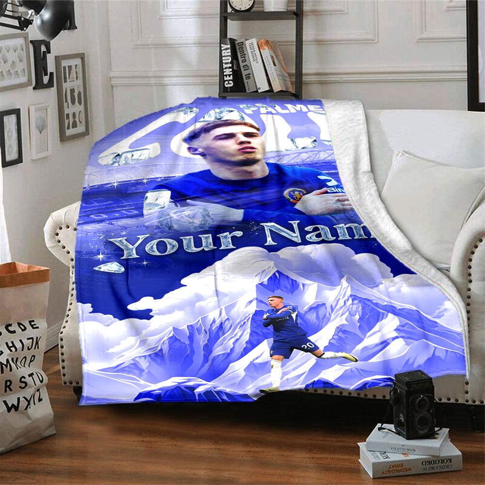 Chelsea Fc Football Player Personalized Name Blanket Lightweight Customizable Blanket Comfortable Suitable for Chair Living Room Picnics Office