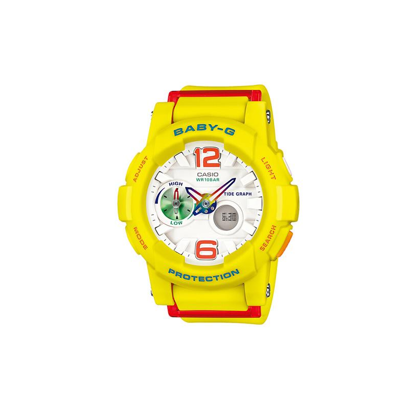 Casio Серия BABY-G модный контрастный цвет яркий уличный кварцевый механизм японские и корейские часы женские часы белый циферблат BGA-180-9BPR