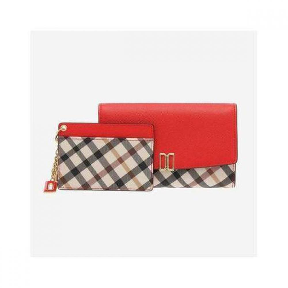 Daks Red Check Color Block Dd Logo 3 Fold Wallet Dcwa6e403r2
