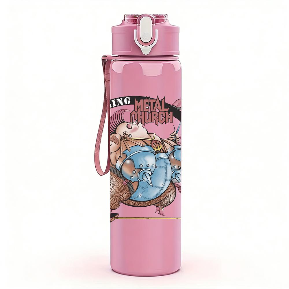 1PC Retro Tiger Head Wild Animal Round Print 750ml Portable Sports Water Bottle Leakproof Gym Outdoor Travel Drink Cup