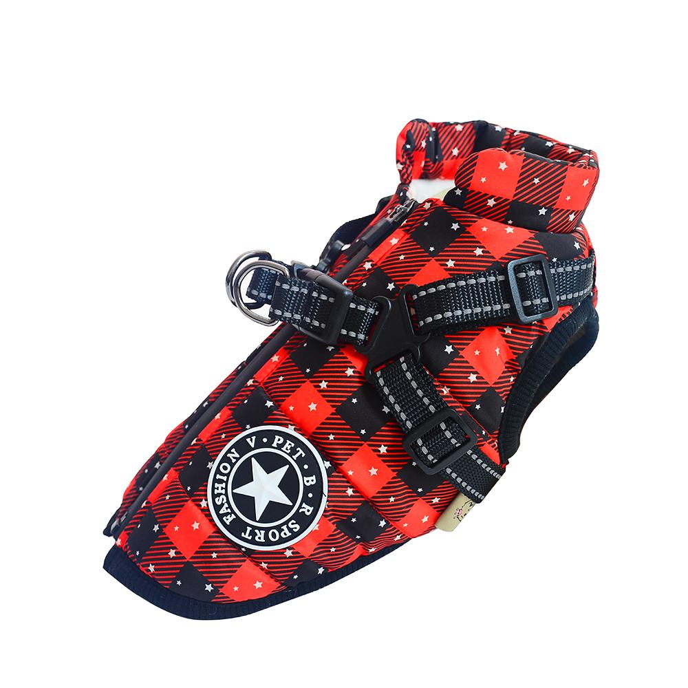 Winter Dog Clothes with Harness Waterproof Warm Pet Dog Cotton Jacket for Small Large Dogs Puppy Clothing French-Bulldog Coat