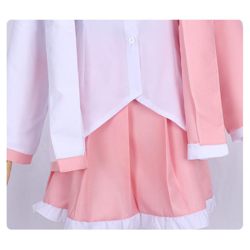 Аниме Danganronpa Monomi Косплей Розовый Длинный Парик Monokuma JKUniform Куртка с Капюшоном Девушка Юбка Комплект Рубашка Хэллоуин Карнавальные Костюмы