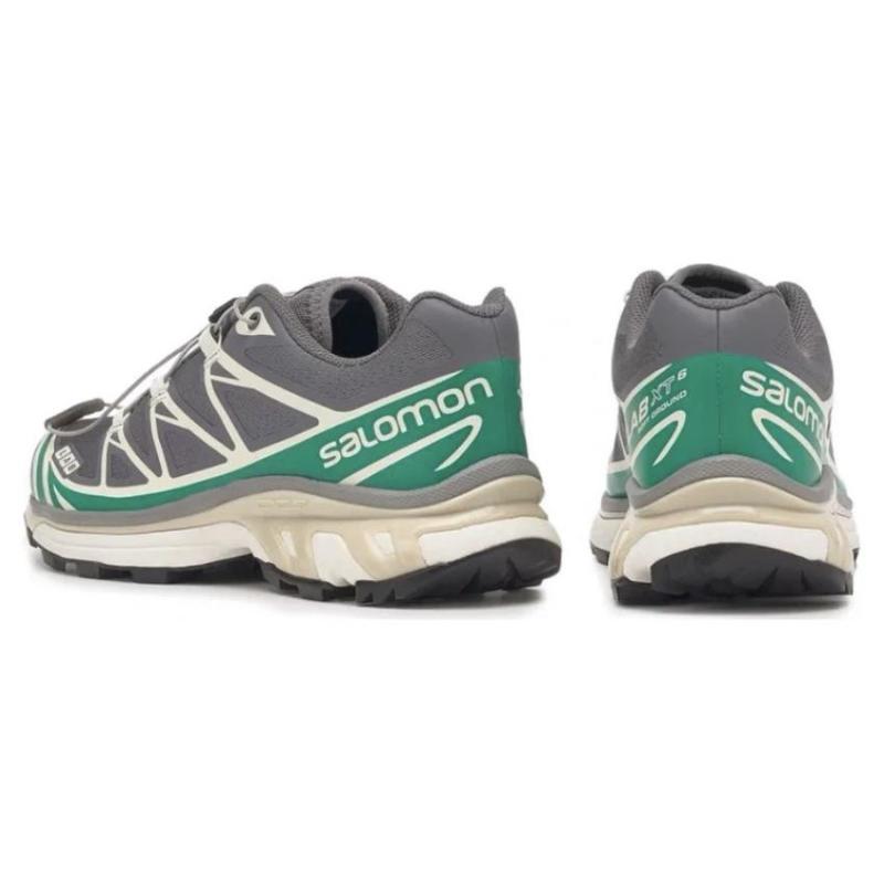 SALOMON XT 6 Нескользящие Амортизирующие Походные Ботинки с Износостойкими Свойствами Низкие Унисекс Серо-Зеленые Кроссовки L47627800