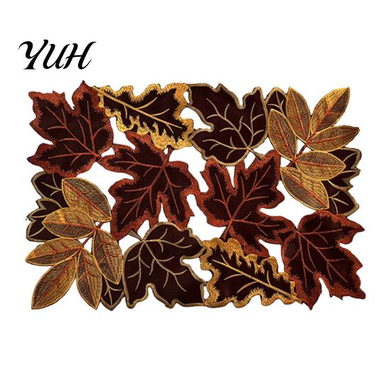 Decorative Mats for Autumn Gatherings Maple Leaf Embroidered Placemat, Coaster Place Mat, Thanksgiving Hollow Design Coffee Table Mat Fall Farmhouse