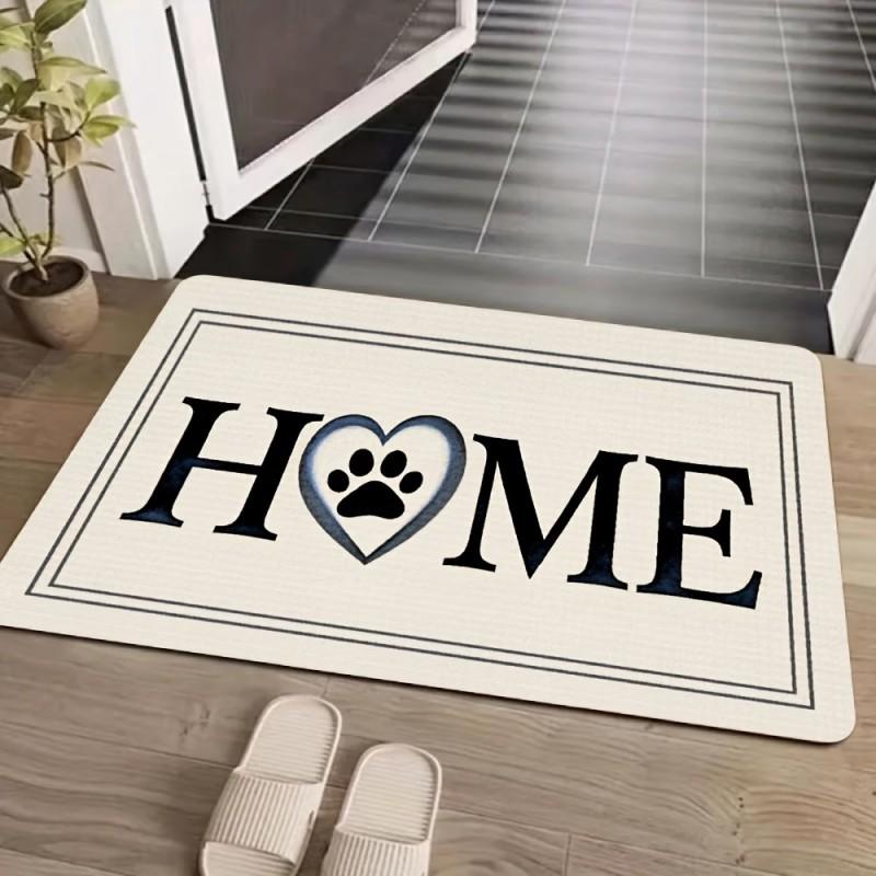 Minimalist HOME Welcome Doormat Cute Heart Dog Cat Paw Print Floor Mat Pet Lover Gift Modern Farmhouse Entryway Decor Rug