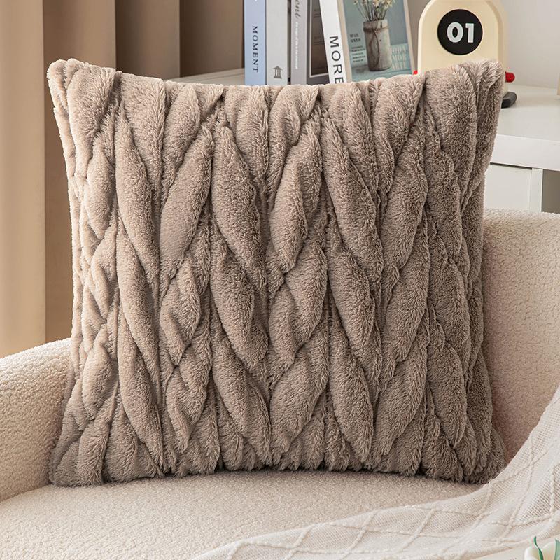 Плетеная подушка-скрутка Простая трехмерная наволочка из искусственного кроличьего бархата Плюшевая вышитая прикроватная наволочка для дивана
