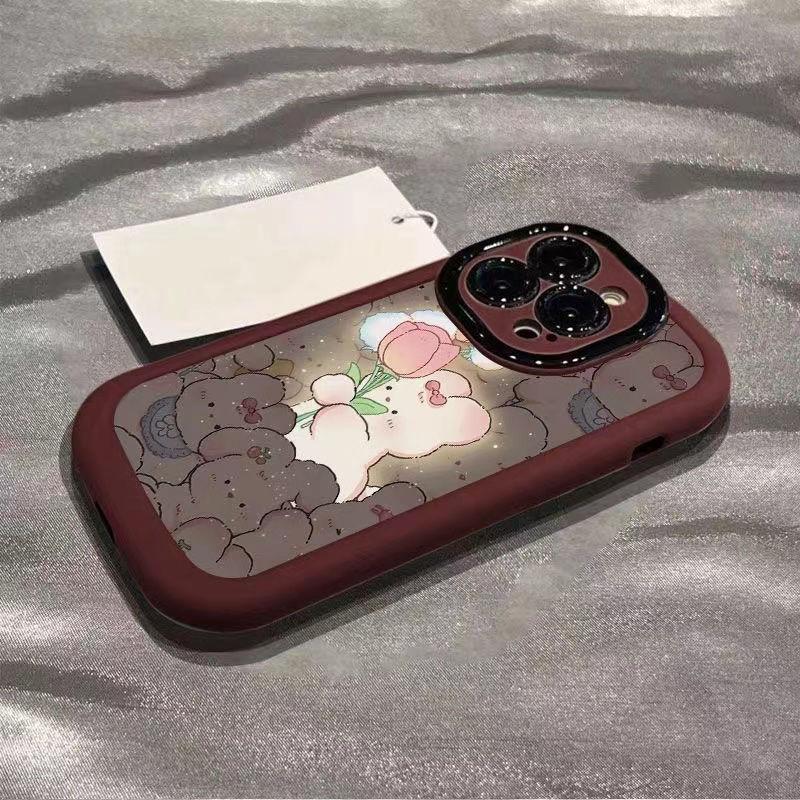 "Мягкий чехол 'Розовый кролик' для iPhone 16 Pro/14/13/12/SE и XR/XS Max/7/8 Plus"