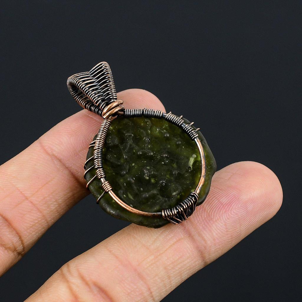 Tree Of Life Moldavite Pendant Gemstone Jewelry, 999 Copper Wire Wrapped Handmade Pendant, Latest Design Jewelry