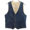 70-е Без рукавов Джинсовый Боа Жилет M Ranch Wear, Западный Индиго Синий Мужской Б/У