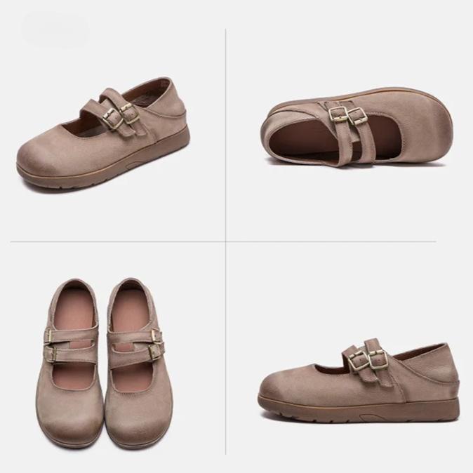 Johnature Ретро Мягкая Кожа Мягкая Подошва Удобные Плоские Туфли Круглый Носок Женские Туфли Из Коровьей Кожи