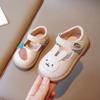 2024 New Spring Cute Bunny and Carrot Patch Children Casual Shoes for Girls Non-slip Kids Shoes Hook & Loop Breatheable Non-slip