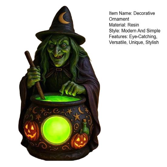 Хэллоуинский светильник-котел ведьмы со зловещим зеленым свечением, светодиодная ландшафтная подсветка, жуткий свет горшка ведьмы для гостиной, спальни, офиса