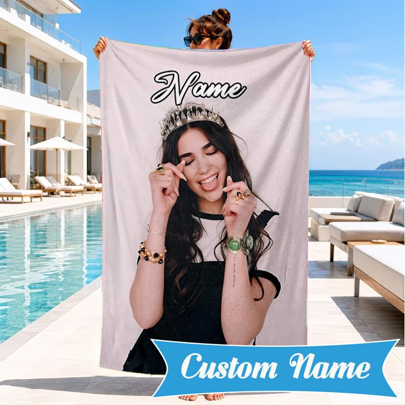 Custom Name Pink Glamour Ay-liva Heart In Space Adventure Microfiber Beach Towel, Lightweight for Summer Travel, Swimming Pool Fan Gift
