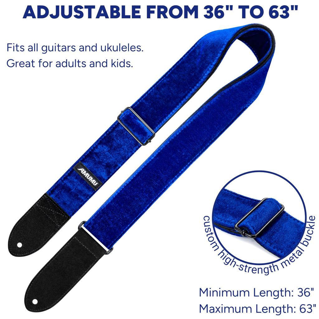Бархатный гитарный ремень Бас-гитара Электрогитара Акустическая гитара Гитарные аксессуары Синий [Amumu] - Ремень, Ремень, Ремень, -