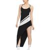 Sportswear Color Block Asymmetrical Knit Slip Dress Women Dresses Black FN2306-010
