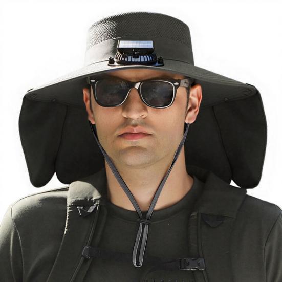 Шляпа с вентилятором, широкополая шаль, шляпа для рыбалки с двухрежимным вентилятором, 3 регулируемых скорости, защита от УФ-лучей, уличная шляпа