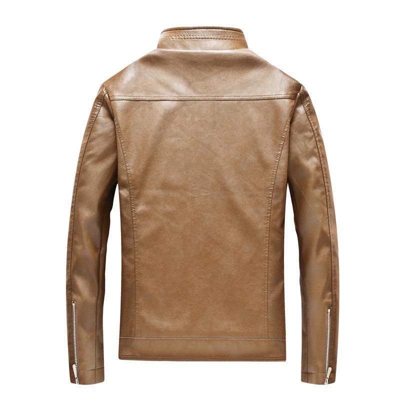 Men's Jacket Casual Leather Jacket Trendy Jacket Korean Version Stand-up Collar Pu Leather Jacket