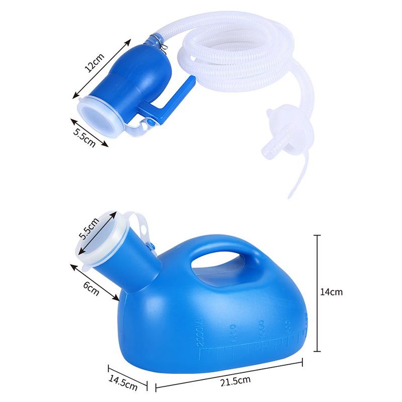 Toilet Supply For Outdoor 2000Ml Plastic Male Bed Potty Pee Bottle Collector With 160Cm Tube Portable Pee Urine Bottle