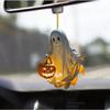 Halloween New Pumpkin Ghost Witch Pendant Girl Flat 2D Rearview Mirror Decoration Night Pendant Keychain Pendant Set Party Decoration