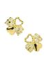 Leaf 18k K18 Yellow Gold April Birthstone Four Leaf Clover Earrings Kk147 [Four Clover] Women's
