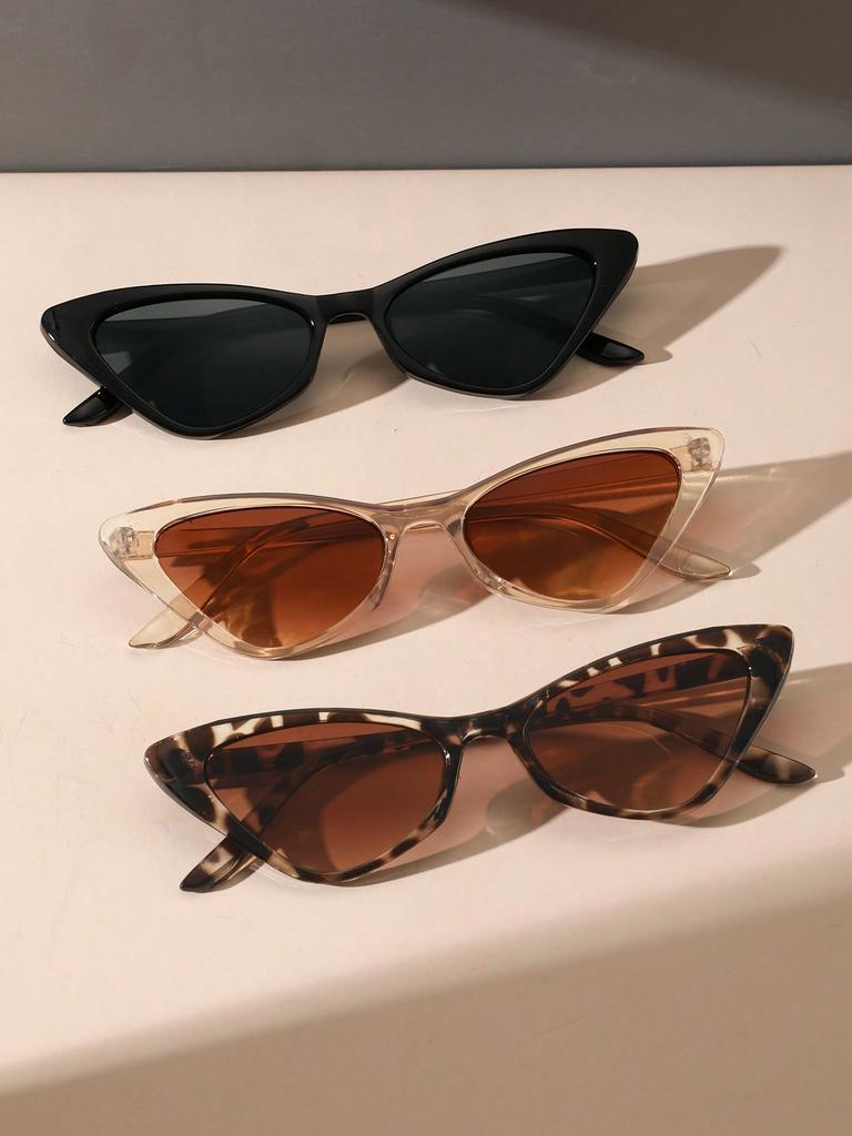 3PCS Men Shades Fashion Plastic Cat Eye Frame Women Sunglasses For Daily Life Eyewear Accessories.