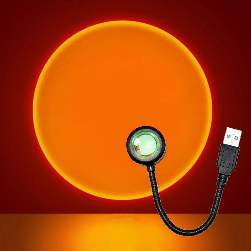 1x USB лампа заката, светодиодный Радужный неоновый ночник, проектор для фотосъемки, настенное атмосферное освещение для спальни, домашнего декора комнаты, подарок