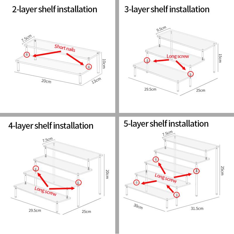 1-5 Tier Wood Acrylic Display Stand Cosmetic Organizer Display Riser Rack for Cupcake Perfume Doll Figure Shelf Home Storage