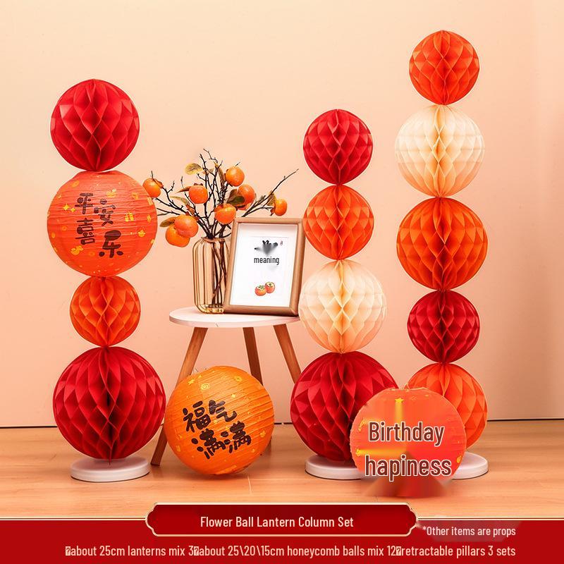 First Birthday Honeycomb Ball Lantern Decoration - Baby Party Photo Props & Backdrop