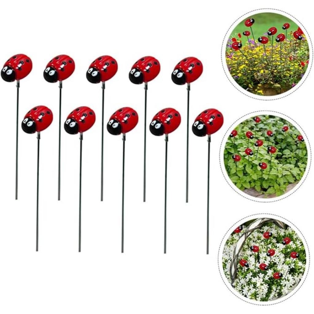Садовые колышки из смолы в виде божьей коровки, 10 шт., декоративное уличное искусство для весеннего декора, украшения для газона в виде божьей коровки, садовые украшения для дома и патио