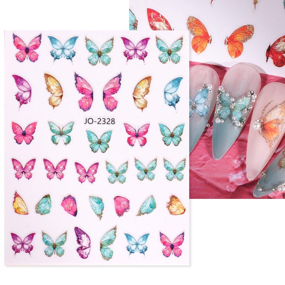 Лазерные наклейки для ногтей, бабочка, сердце, звезда, дизайн, клейкие слайдеры, наклейки для дизайна ногтей, маникюрные украшения