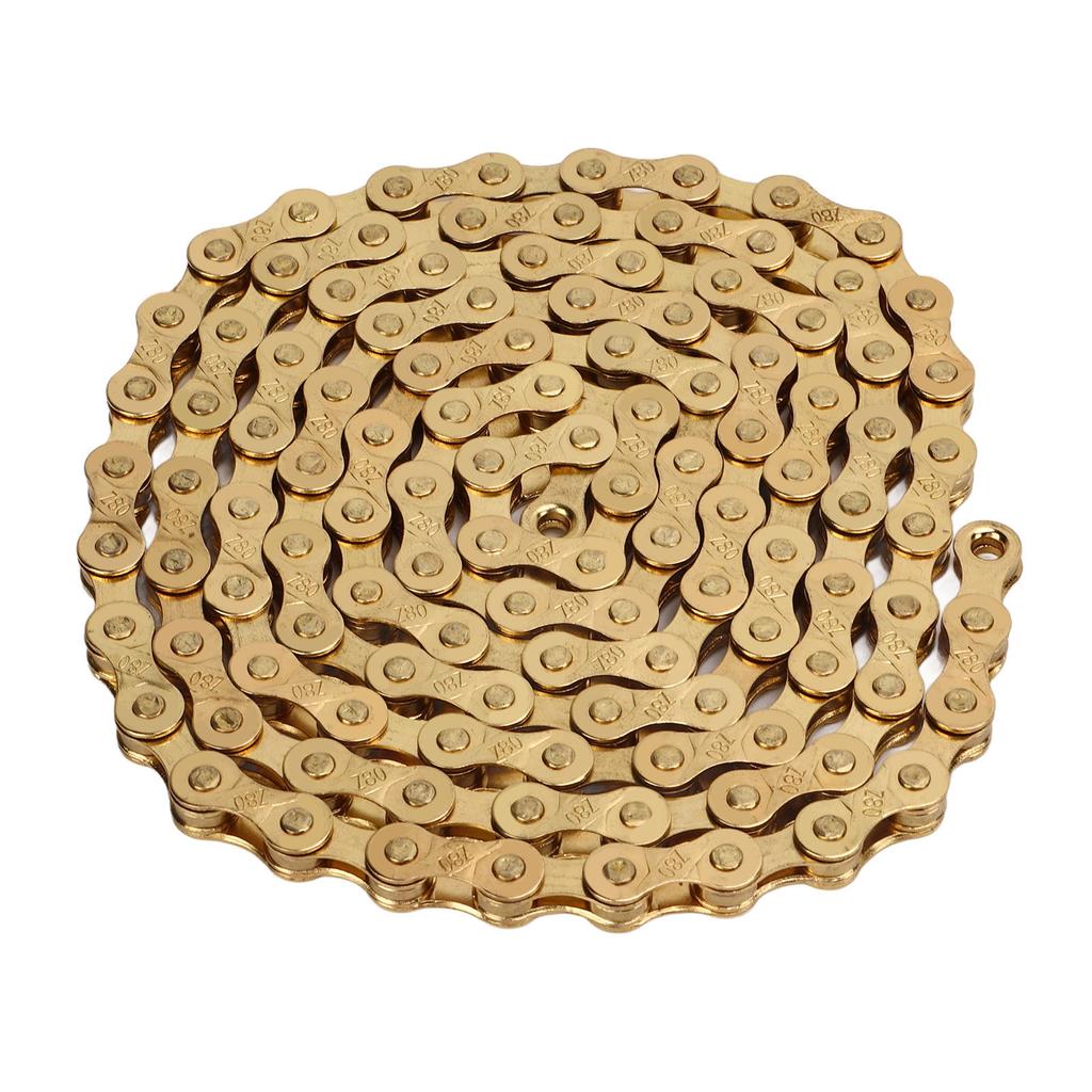 8 Speed Bike Chain 116 Links Gold Electroplating Steel Road Bike Chain with Chain Connector for