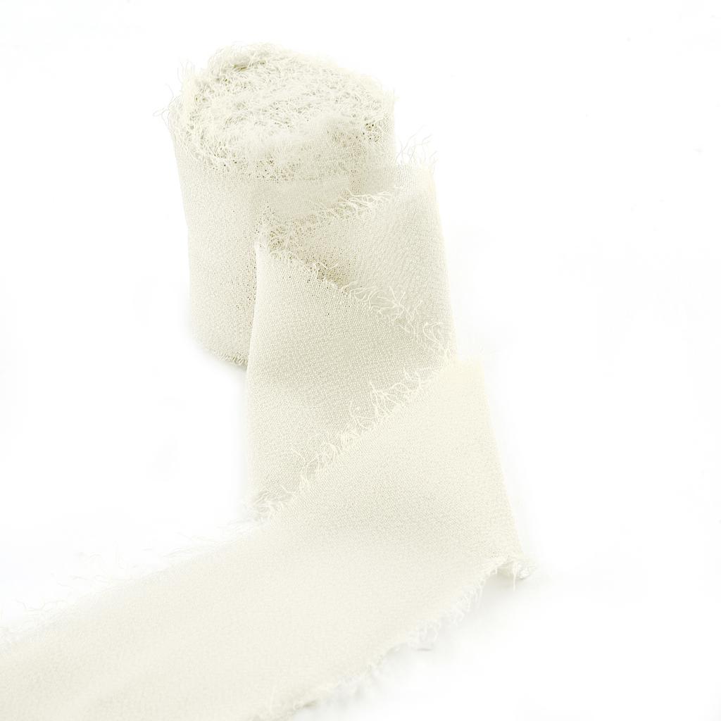 5M*4cm Handmade Frayed Edged Satin Chiffon Silk Ribbon For Wedding Invitation Wrapping Bouquets Birthday Party Decorations Gifts