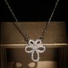Серебро 925 пробы Женские Позолоченное Белым Золотом Сверкающее Кубическим Цирконием Цветок Подвеска Ожерелья для Женщин Свадебные Украшения