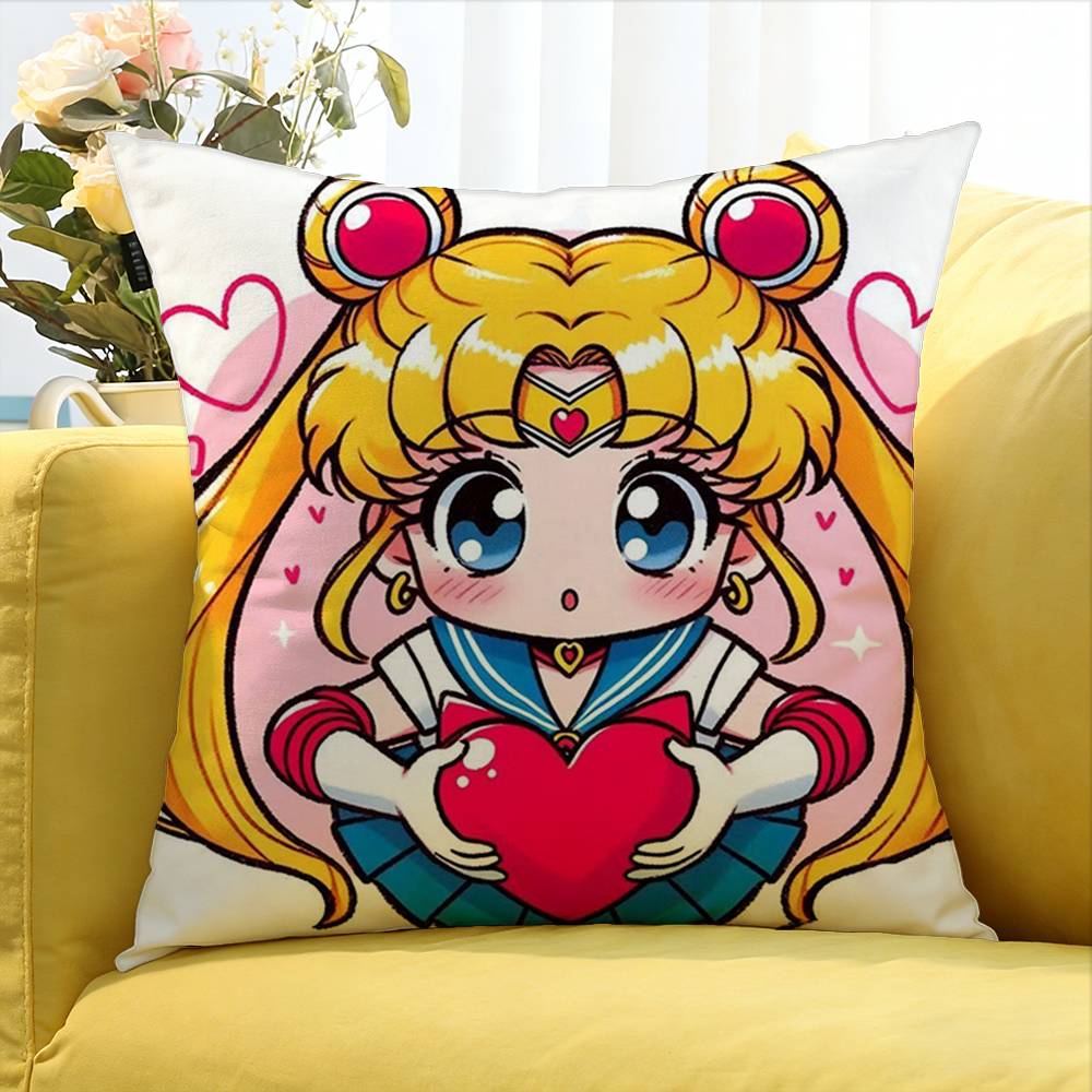 Cute girls SSailors MMoones World Various Sizes Square Pillow Case For Car Home Bedchamber Decor
