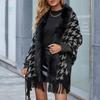 Женская мода темперамент повседневный шерстяной воротник накидка кардиган свитер вязаное пальто