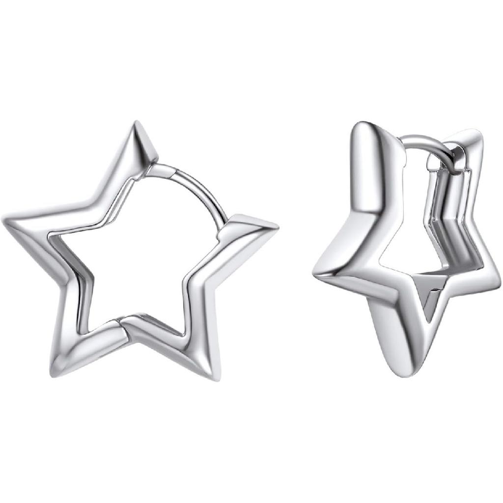 FindChic Hypoallergenic Small Star/Heart/Spike/Square Huggie Earrings for Women 14K Gold/Platinum Plated Cute Hoop Earrings Jewelry Gift for Her,