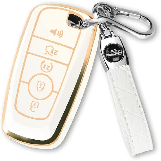 For Ford Key Fob Cover with Keychain, Soft TPU Key Case Shell Full Protection for Ford Explorer Fusion Escape Edge Expedition F150 F250 F350 F450