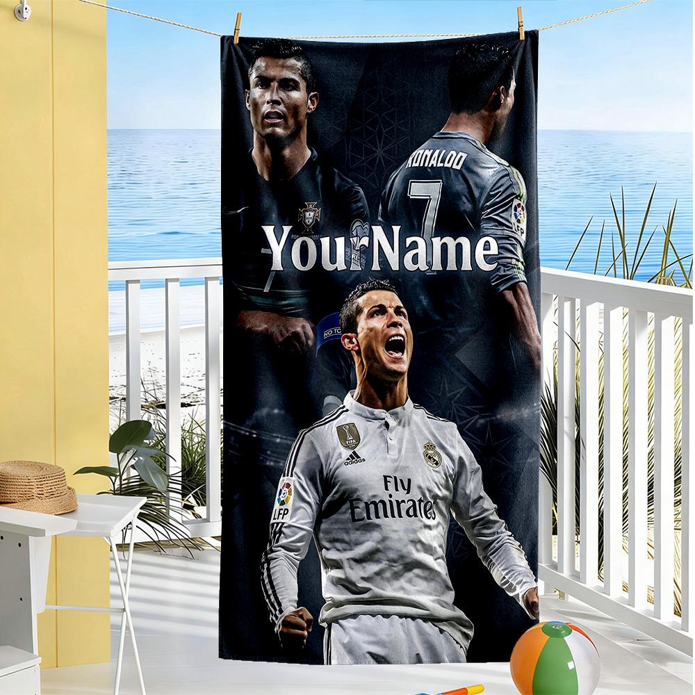 Cristiano Ronaldo Customize Your Name Beach Towel Soft Durable Quick-Dry Suitable for Swimming Gym Camping Yoga Vacation