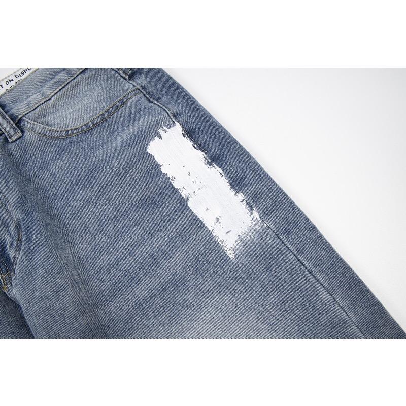 RogueWave High Street Washed Jeans Retro Personalized Straight-leg Splicing Flared Pants Trendy Denim Trousers