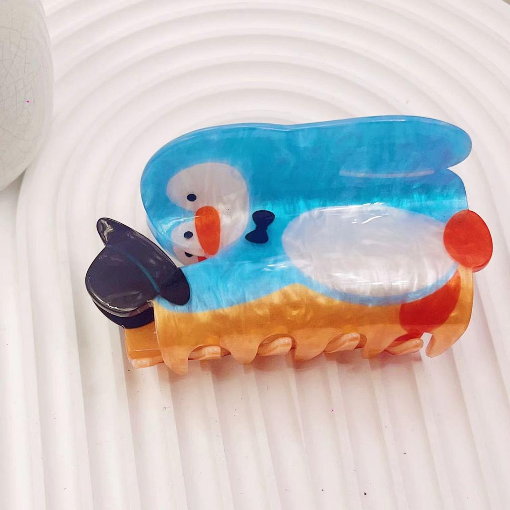 1pc Water Pattern Acrylic Cute Fashion Cartoon Double Sided Printing Hair Claw Ocean Series Shark Clip