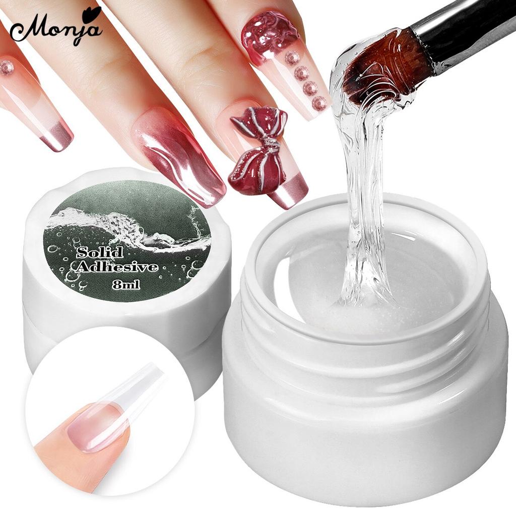 monja 8 мл прозрачный гель для дизайна ногтей, универсальный гель для украшения, твердый клейкий гель, резьба по цветку, наращивание ногтей, УФ-гель, маникюрный инструмент